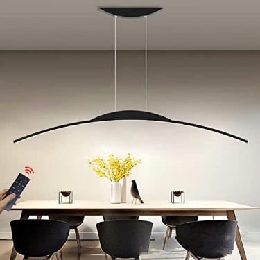 Imagem de Luminária pendente LED regulável, moderna, para mesa de jantar, com controle remoto, luminária pendente LED com design em arco, altura ajustável, lustre para sala de jantar, sala de estar, c