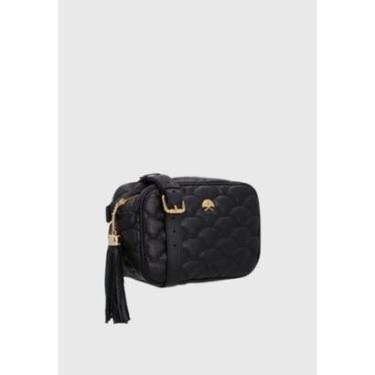 Imagem de Bolsa Tiracolo Escamada Couro Preto Luiza Barcelos-Feminino