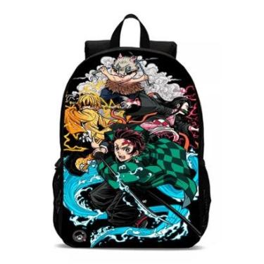 Imagem de Mochila Infantil Meninos Anime Demon Slayer Personagens Bolsa Tanjiro Kamado Novidade-Unissex