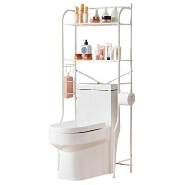 Imagem de Estruturas de armazenamento de lavadora para prateleira de armazenamento de banheiro sobre piso de vaso sanitário, suporte de chão de 2 camadas, rack de organização de banheiro, organizador multifun