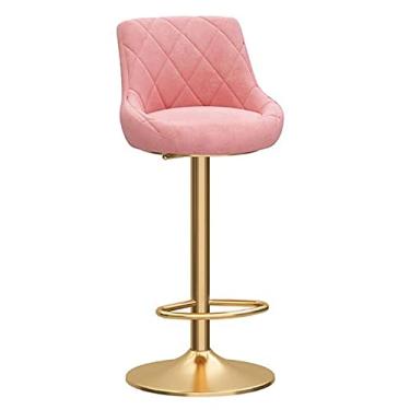 Imagem de UISLA Banqueta de bar giratória para móveis, assento redondo, banco com pernas de metal dourado, altura ajustável de 50 a 80 cm, preto