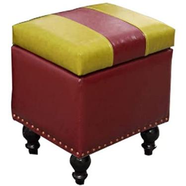 Imagem de Banqueta dobrável para pés, banquinho de couro sintético, caixa de armazenamento de brinquedos com capa/banquinho acolchoado, grande espaço de armazenamento, banco de cubo para sala de estar, quarto e