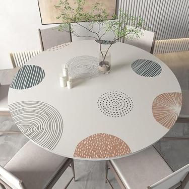 Imagem de Almofada De Mesa Redonda Grande De Couro Pu, Tapete Protetor De Mesa à Prova D'água Fácil De Limpar Para Decoração De Mesa De Café De Jantar Em Casa, H, 150cm(59in)