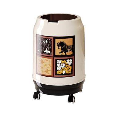 Imagem de WeiLaiKeQi Lixeira com rodas, lata de lixo de grande capacidade, recipiente para resíduos para cozinha, trailer, sala de estar e banheiro, with Lid L White