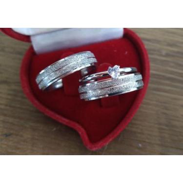 Imagem de Par de Alianças Namoro Compromisso + Anel Solitario - Bem Casados Alia