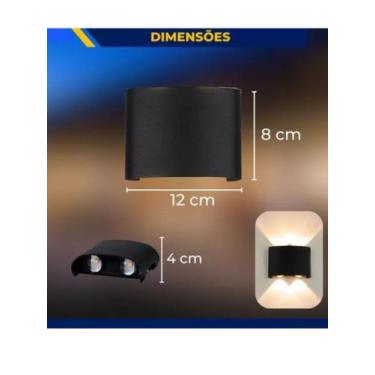 Imagem de Kit 2 Arandelas Meia Lua SLBD 4 LED 2 Focus Preto - AATOP , HITEC