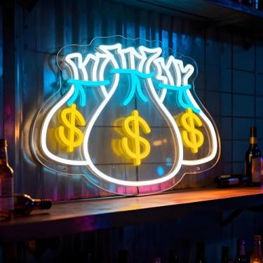 Imagem de Neonawall Rich Bag Business Neon Sign Light Up Letters Led Sign for Wall Decor Door Signs Money Led Decorative Night Signs Decorations Supplies Birthday Gift for Grand Opening Bar Club Home Bedroom