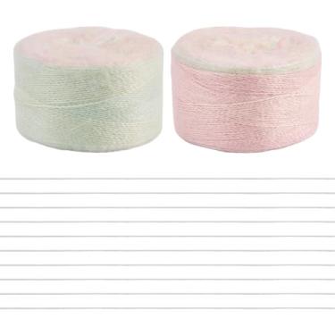 Imagem de KISSITTY Fio de mohair cor rosa enevoada gradiente 2 rolos de 1 mm fio de seda colorido a granel para tricô, crochê, tecelagem, roupas, suéter, xale, cachecol, bolsa, artesanato, decorações de Natal