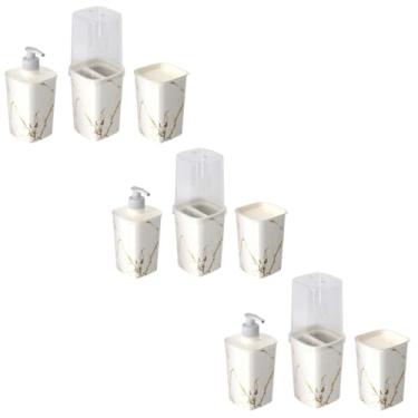 Imagem de Kit Banheiro Branco Marmorizado - Conjunto Completo para Organização e Decoração do Seu Banheiro(3un do Kit 3 Peças)