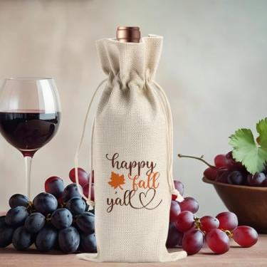Imagem de Happy Fall Y'All Presentes de outono para amigos, colegas, família, mulheres, homens, presentes para festas engraçadas, sacolas de vinho