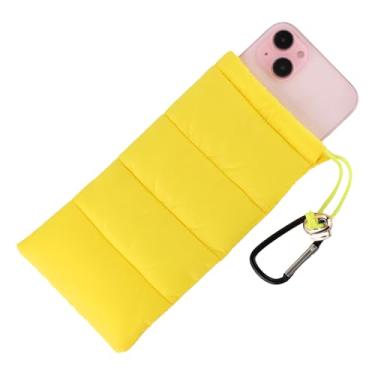 Imagem de Capa térmica para celular, bolsas para celular de 19 x 10 cm, bolsa quente para smartphone, capa de celular de inverno para evitar congelamento e superaquecimento para esportes ao ar livre (amarelo)
