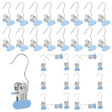Imagem de 100 peças de ganchos para pendurar na lavanderia, clipes de gancho de aço inoxidável, portátil, viagem, secagem, alfinetes, para armário, roupas de casa, calças, toalha e meia (azul, 100)