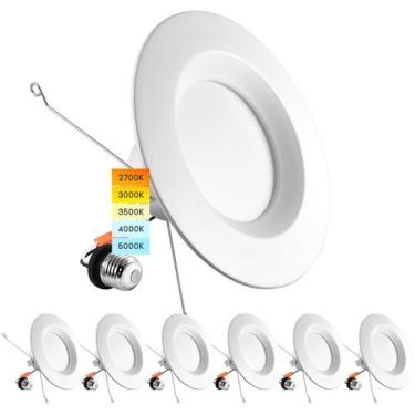 Imagem de Luminária embutida LED LUXRITE 14W 5 CCT, regulável, úmida, pacote com