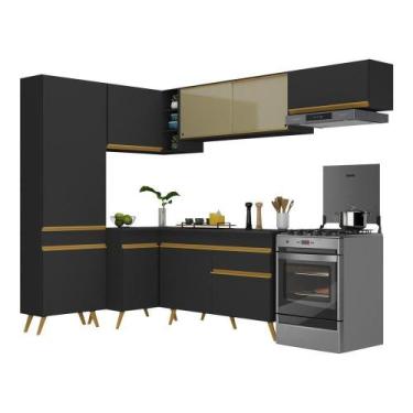 Imagem de Armário De Cozinha Completa De Canto Veneza Multimóveis V2052 Preto/do