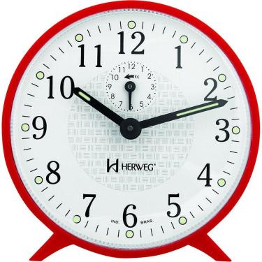 Imagem de Relogio Despertador Herweg 2220 Mecânico A Cordas Vermelho