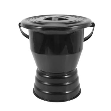 Imagem de predolo Escarradeira com tampa, pote com bordas lisas, uso noturno de emergência, balde, penico para quarto, casa, feminino, masculino, Preto