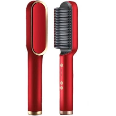 Imagem de Escova Alisadora Bivolt 5 em 1 - Alisa, Hidrata, Modela, Alinha e Anti-Frizz (Vermelho)