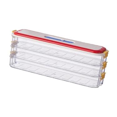 Imagem de MotiveTech Caixas organizadoras empilháveis ​​para guardar bolinhos e outros petiscos na geladeira. Ideais para biscoitos, donuts e wontons.