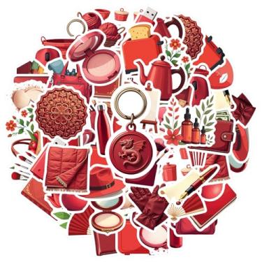 Imagem de 35 peças objetos vermelhos itens domésticos ferramentas diárias adesivos de cor vermelha DIY adesivos práticos para telefone faça você mesmo, guitarra, notebook, mala, copo, guitarra, laptop, capacete