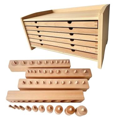 Imagem de penepico Montessori Sensorial Series Kit 3 - Complete Beechwood Educational Set with Cylinder Blocks & Geometric Cabinet, 35 Insets for Early Childhood Development, Preschool Learning Materials