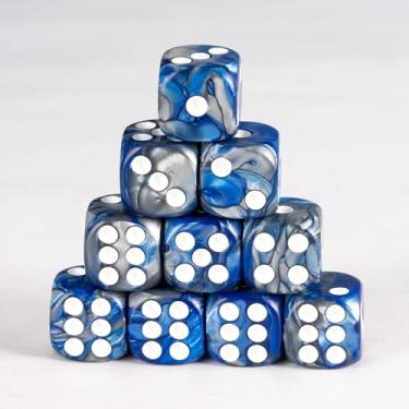 Imagem de Poludie 10 PCS D6 dice 16mm Acrylic 6 Sided Dice Game Dice for RPG MTG DND Dice Table Games and Board Games,with Leather Dice Bag.(Blue and Black)