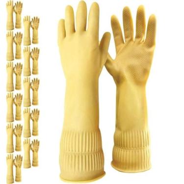 Imagem de Luva Látex Emborrachada Longa Amarela com 12 Pares CARBOGRAFITE, M