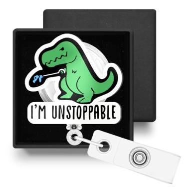 Imagem de Carretel de crachá retrátil engraçado com clipe jacaré, porta-crachá retrátil com clipe jacaré, presentes para enfermeira, professora, trabalhadora de escritório médico, médico, Let I'm Unstoppable