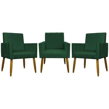 Imagem de Kit 3 Poltronas Decorativas Confortáveis Mari - Verde Suede