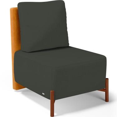 Imagem de Poltrona Decorativa Living Hungria L02 Couríssimo Whisky Linho Verde Musgo - Lyam