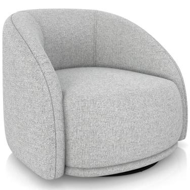 Imagem de Poltrona Decorativa Giratória Angelina M03 Linho Cinza Claro