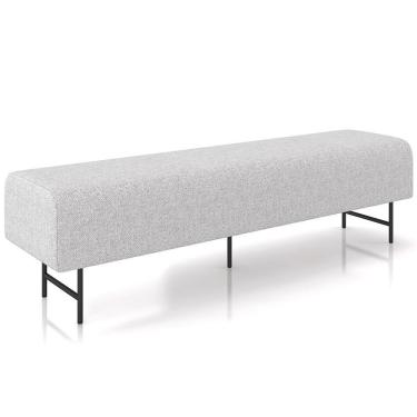 Imagem de Puff Recamier Decorativo Com Pés Industrial 195cm Novara P05 Linho Cinza Claro