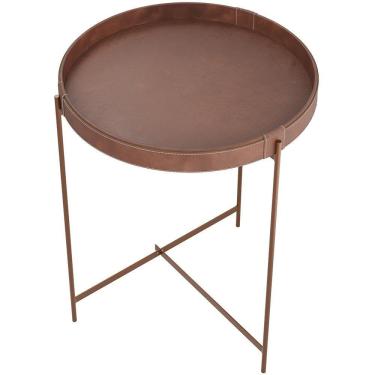 Imagem de Mesa De Canto Lateral Decorativa Industrial Sala De Estar 56 Cm Sintético Whisky P06 Daisy - Lyam