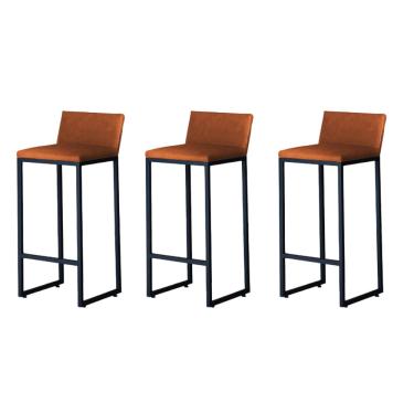 Imagem de Kit 3 Banquetas Alta Dani Reforçada Decorativa Balcão Bancada Cozinha Bar Base Preta Courino