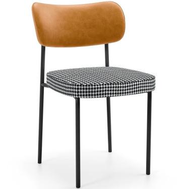 Imagem de Cadeira Decorativa Estofada Para Sala De Jantar Melina L02 Couríssimo Whisky Pied Poule - Lyam Decor