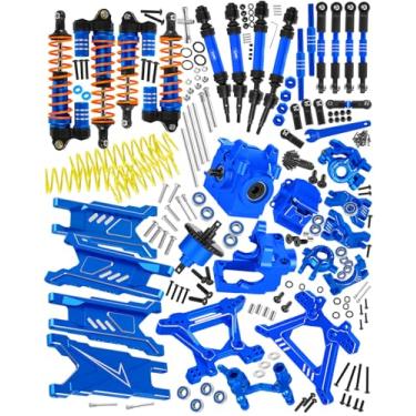 Imagem de RCYouHott RC Upgrades Part for 1/10 Rustler/Slash/Stampede 4x4 4WD VXL,Arm/Shocks/gearbox/37T Diff Gear/Caster Block,Steering Blocks/Stub Axle Carriers/Drive Shaft/Shock Tower/Links,Navy Blue