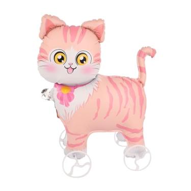 Imagem de Balões de alumínio para gatinho ambulante com rodas Balão de animal de estimação gatinho fofo balões Mylar para safári na selva, chá de bebê, tema animal, decoração de festa de aniversário