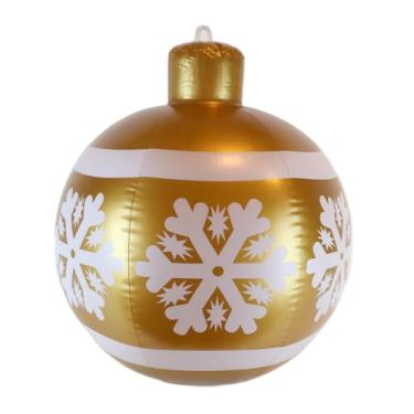 Imagem de Bola Enfeite de Natal 43cm Dourada Vinil Inflável Floco de Neve Decoracao Natalina