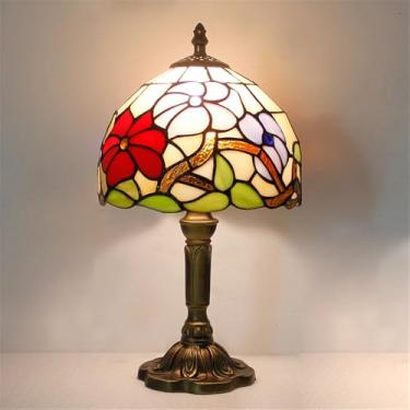 Imagem de Luminária de mesa vintage americana com LED, personalizada e criativa, para sala de estar, escritório, quarto infantil, casa de campo ou hotel, com vidro colorido (Estilo 7)