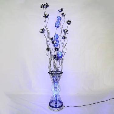 Imagem de Luminária de chão nórdica moderna com estampa floral, em alumínio, para sala de estar, sofá, quarto, casamento, com LED, originalidade e design decorativo (Estilo 8)