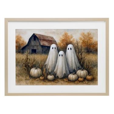 Imagem de Stupell Industries Impressão emoldurada Ghost Trio on Pumpkin Farm Birch Under Glass, design de Antony Smith, 43 x 58 cm