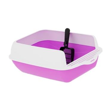 Imagem de Generic Caixa de areia de gato, bandeja de lixo de estimação aberta, vaso sanitário de gatinho de alto lados, panela de ninhada de alta lados, semi -fechada, Tolet