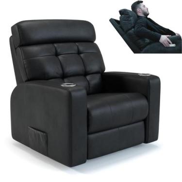 Imagem de Poltrona do Papai Reclinável Elétrica em Tecido Couro Bovino Legítimo 