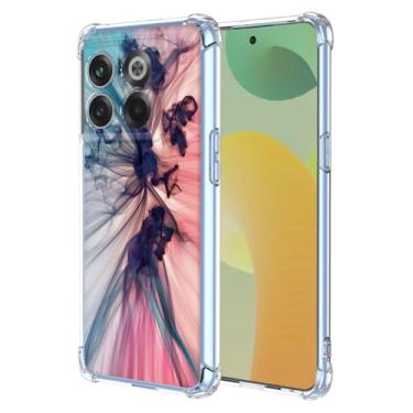 Imagem de WEIOUHR Capa para celular OnePlus 10T 5G transparente TPU macio, design de padrão abstrato, resistente a choques e arranhões, leve, para OnePlus 10T 5G (rosa profundo)
