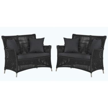 Imagem de 2 Sofás área Externa Igapó Alumínio Fendi Corda Náutica E11 Preto