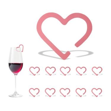 Imagem de 10 marcadores de bebida, etiquetas de bebida acrílicas com tema de laço, lembrancinhas de festa, aniversário, casamento, coquetéis, acessórios de festa (coração rosa)