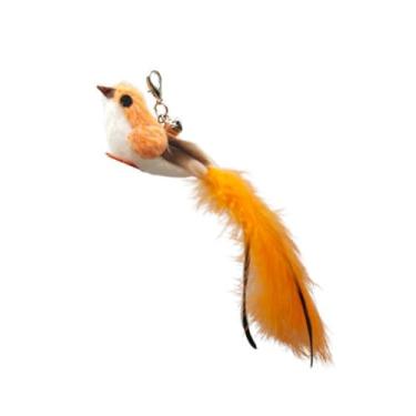 Imagem de Luzhengyang Recargas de varinha Feather Cat Teaser – Cabeças inspiradas em pássaros naturais, acessórios de brinquedo de gato para brincadeiras interativas (pacote com 5) (lianque laranja (com dedos)