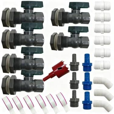 Imagem de Kit de torneira de barril de chuva, kit de torneira de conector de desviador de barril de água da chuva - kit de reparo de tubo de água de 0,9 cm para mangueira de irrigação de jardim parada mangueira