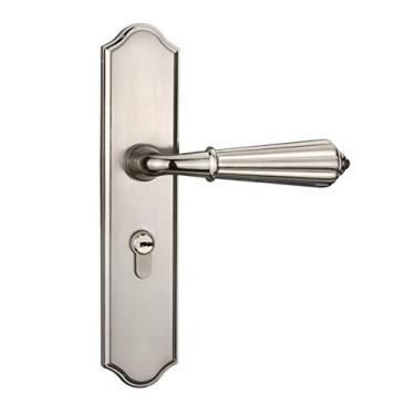 Imagem de Fechaduras de porta de liga de zinco preto com um único punho continental quarto minimalista porta interior lidar de bloqueio de bloqueio de segurança YYDFPIIA (Color : Silver)