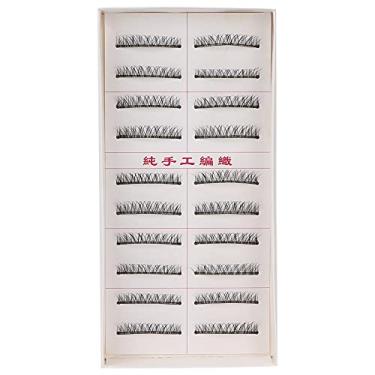 Imagem de Cílios Postiços 3D Feitos À Mão Look Fofo Grosso Cruz Cílios Postiços para Maquiagem Festa Namoro 10 Pares Haste de Fio de Algodão Preto Macio (A18)