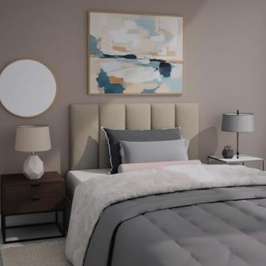 Imagem de 5 Módulos De Cabeceira Para Cama Box Adesivo Autocolante Cor Bege Suede